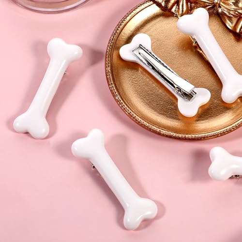 6 Pcs Bone Hair Clips White Skeleton Skull Hairpins for Halloween Cosplay