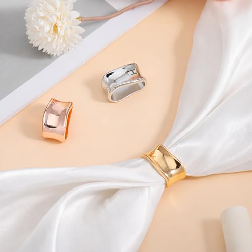 3 Pcs Minimalist Silk Scarf Clips - Gold, Silver, Rose Gold