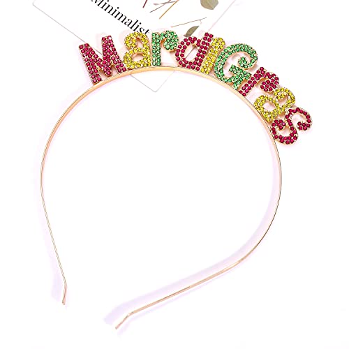 NVENF Mardi Gras Rhinestone Fleur De Lis Headband Carnival Hair Hoop