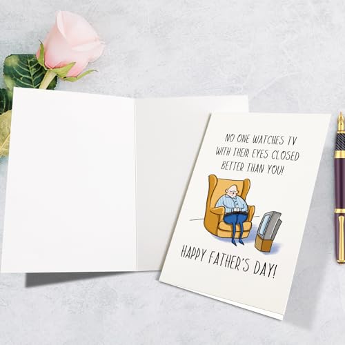 Funny Father's Day Card for Dad, Husband, Grandpa - Humorous TV Watcher