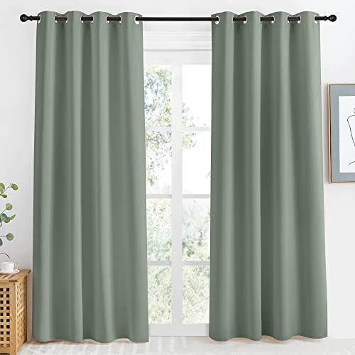 NICETOWN Greyish Green Blackout Curtain Panel - 55" x 86"