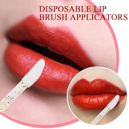 CAIYA 50 Pack Disposable Lip Brushes Crystal Wand Makeup Applicators Pink