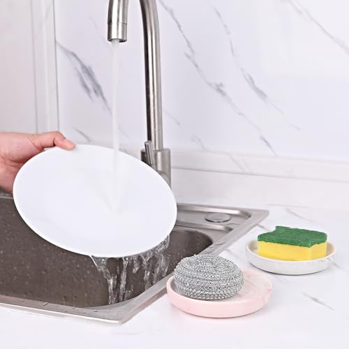 Grey Round Marble Soap Tray - Small Ceramic Dish for Jewelry & Keys