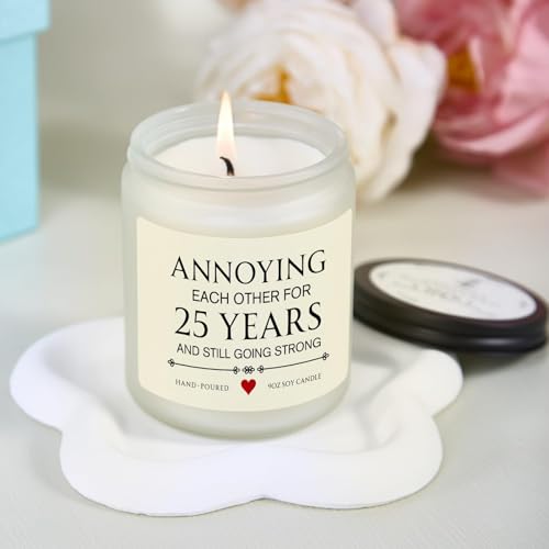 25th Wedding Anniversary Lavender Scented Candle Gift for Silver Couples
