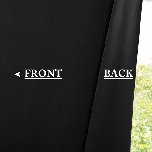 NICETOWN 100% Blackout Door Curtain - 26"W x 72"L Cordless Window Shade, Black