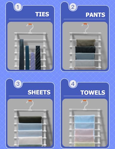 Cloud Ladder Pants Hangers - 6-Tier Space Saving Closet Organizer, 2 Pack