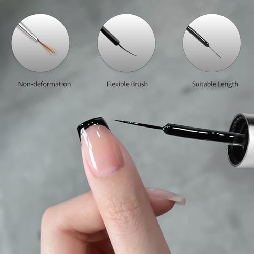 GAOY Black Swirl Gel Nail Polish Art Liner with Thin Brush 8ml