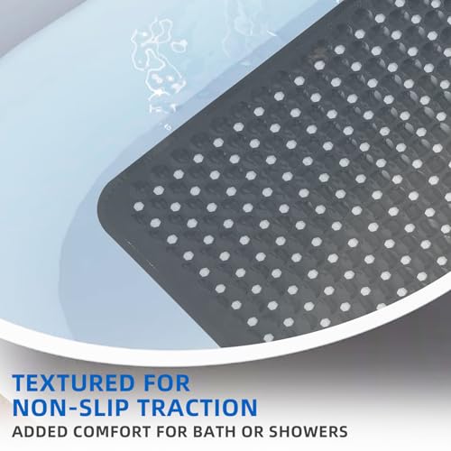 ZHICHENG Non-Slip Bath Mat, 39x16 Inch Extra Long Shower Mat with Suction Cups