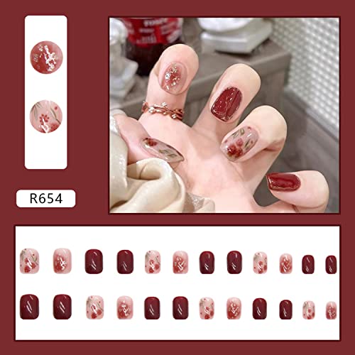 Vezocim Short Press on False Nails - 24Pcs Reusable Acrylic Fake Nails
