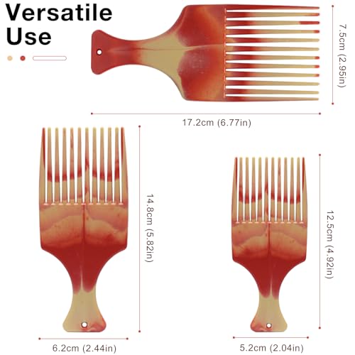 Zoolinn 3-Piece Dual-Color Fork Comb Set for Hair Styling and Detangling