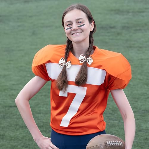 Football Hair Bow Clips - 2 Pack Brown Rugby Barrettes for Game Day