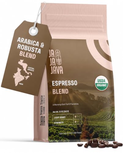 Ja Ja JAVA Organic Espresso Beans - Light Roast Whole Bean Coffee, 12 oz