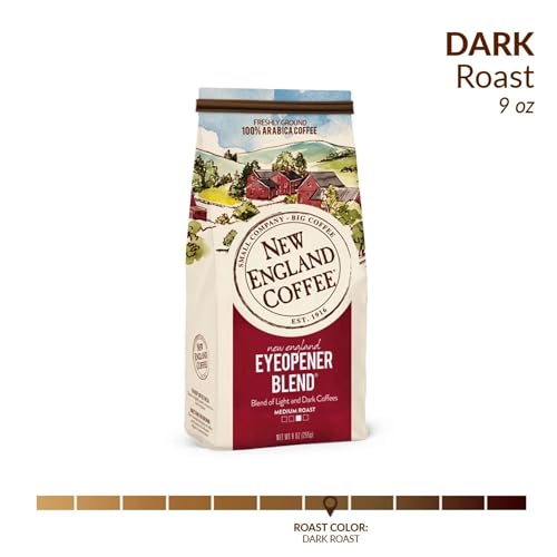 New England Coffee Eyeopener Dark Roast Ground Coffee 9oz (Pack of 6)