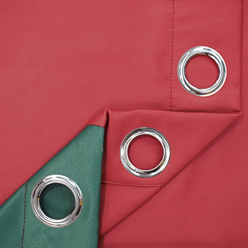 Christmas Decorative Curtains Set of 2 - 50W x 96L Semi-Blackout Red & Green