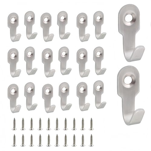 20 Pcs Stainless Steel J Hooks - Wall Mounted Hanging Hardware for Silver