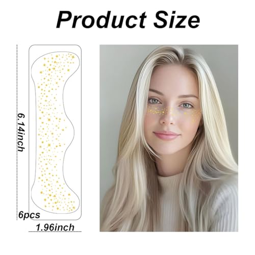 Corabsar Gold Glitter Freckles Face Tattoo Stickers 6pcs