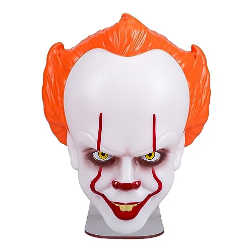 Paladone Pennywise Mask Light - Officially Licensed IT Mood Light, Wall Mountable or Free Standing Scary Halloween Decoration, Gift for Horror Movie Fans, USB Cable Included - 18cm