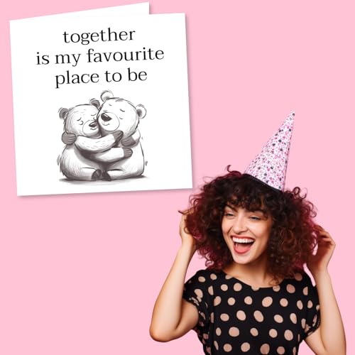 Cute Hugging Bears Birthday Card for Partner - 135x135mm
