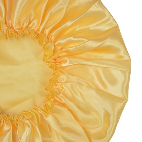 Satin Sleep Bonnet for Curly Hair 2-Pack Yellow Adjustable