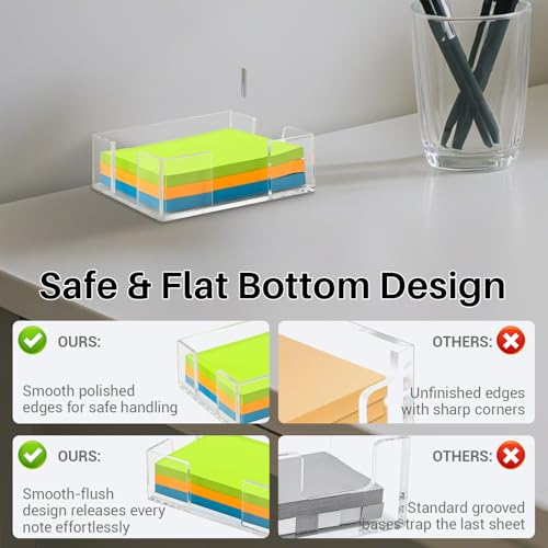 Clear Acrylic Rectangular Sticky Note Holder for 4x6 Inch Pads