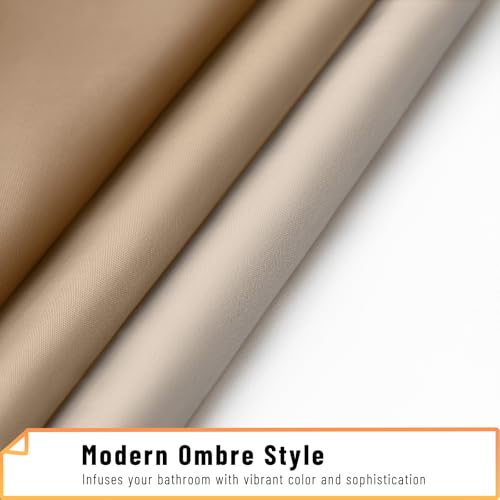 Arotive Ombre Shower Curtain, 72x75 Waterproof Fabric with 15 Hooks, Beige