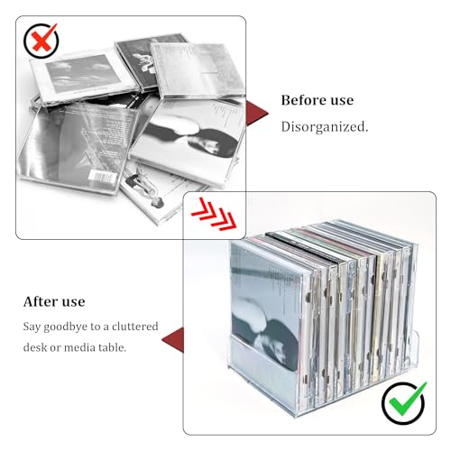 Philbinden Acrylic CD Holder Rack - 2 Piece CD Storage Organizer for 28 CDs