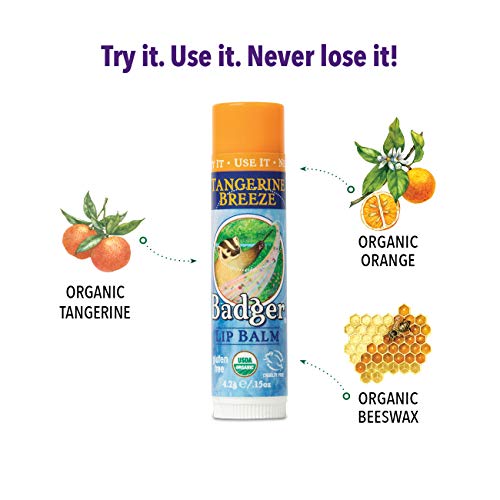 Badger Organic Lip Balm Stick - Tangerine Breeze Moisturizing Care