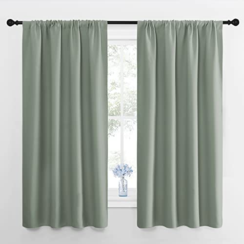NICETOWN Greyish Green Blackout Curtains - 42" x 63" Drapes (Pair)