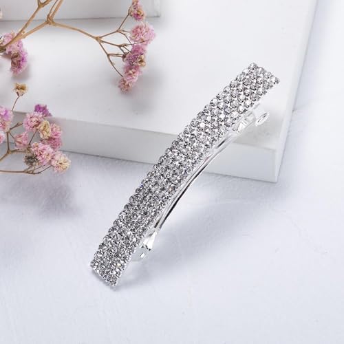ZLmoue Silver Rhinestone Crystal Hair Clips 2-Piece Set