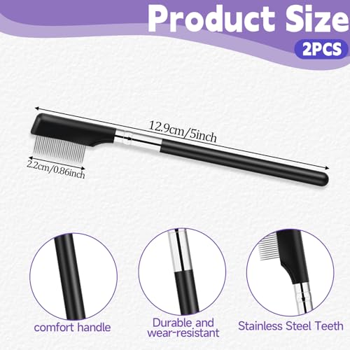 Metal Eyelash Comb Separator 2 Pack - Stainless Steel Lash Grooming Tool