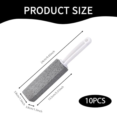 Pumice Stone Toilet Cleaner with Handle 10-Pack - Natural, Scratch-Free