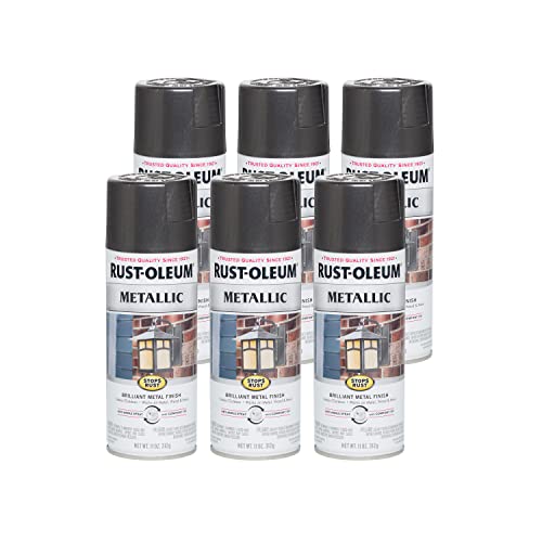 Rust-Oleum Stops Rust Metallic Spray Paint, Charcoal - 11 oz (Pack of 6)