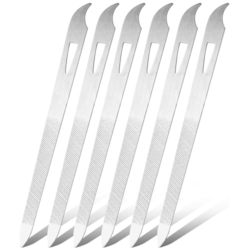 6 Pack Stainless Steel Nail File Set with Pointed Tip - 5.5 Inch