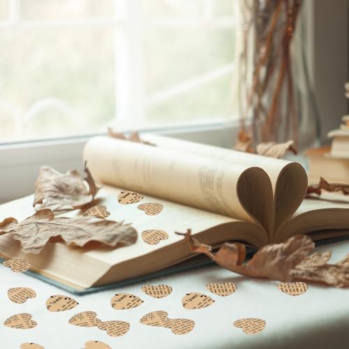1200 Pcs Heart-Shaped Book Page Confetti for Party Decor