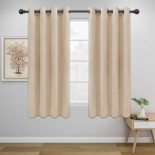 Easy-Going Thermal Blackout Curtains - 2 Panels 52x46 in, Beige