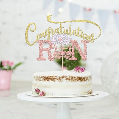 Congratulations RN Cake Topper - Glitter Nurse Graduation Decor
