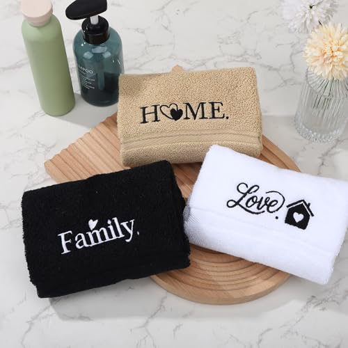 3-Pack Cotton Embroidered Hand Towels - Rustic Farmhouse Home Decor