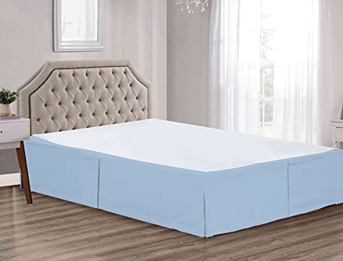 Queen Bed Skirt 14-Inch Drop Solid Light Blue Microfiber