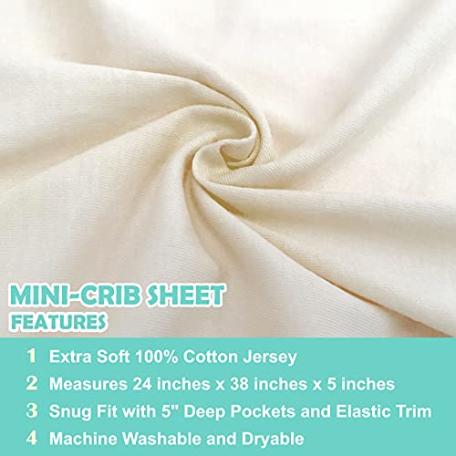 American Baby Company Cream Fitted Mini Crib Sheets - 2 Pack