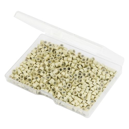 500 Pcs Silicone Lined Micro Link Beads 5mm for Hair Extensions Beige