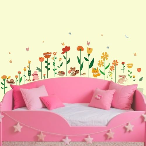 Floral Wall Stickers for Kids Room - Removable & Waterproof Decor