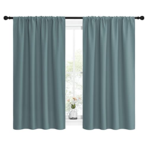 NICETOWN Greyish Blue Blackout Curtains - 42"W x 54"L, 2-Panel Set