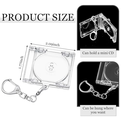 Misdary Mini CD Holder Keychain Album Case - Clear, 10 Pack