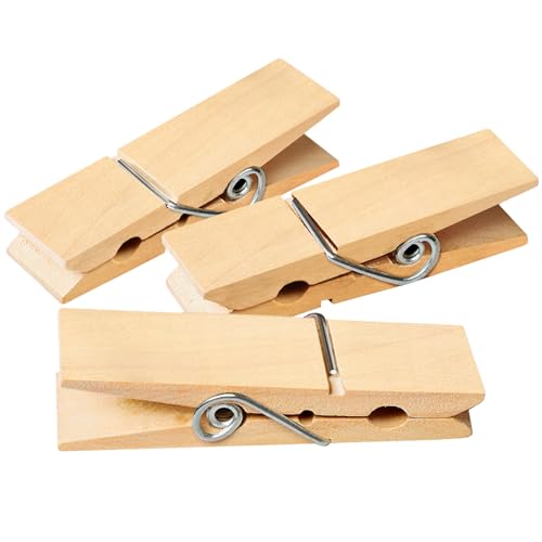 Heavy Duty Wooden Clothespins - 30 Durable Natural Wood Clips