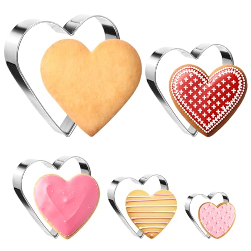 Ezymivs Stainless Steel Heart Cookie Cutter Set - 5 Sizes