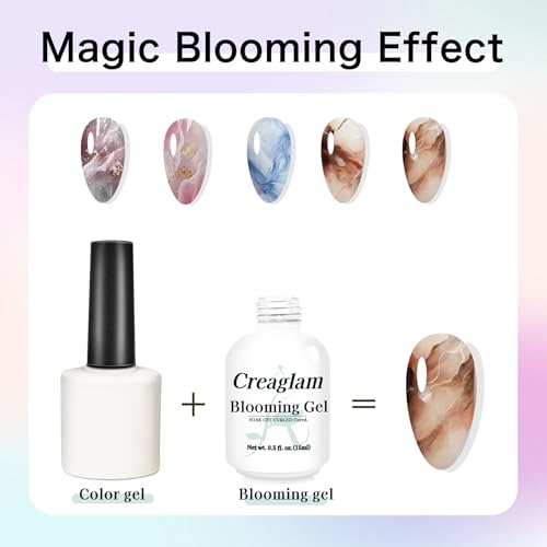 Creaglam Blooming Gel Nail Polish - 15ml Clear Blossom Marble Art Gel