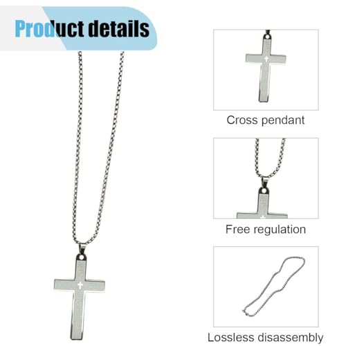 Stainless Steel Cross Necklace Pendant for Car Mirror - Bible Verse