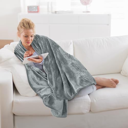 Utopia Bedding Flannel Fleece Throw Blanket, Ash Grey, 50x60 Inch