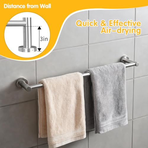23 Inch Brushed Nickel Towel Bar - Wall Mounted Stainless Steel Design