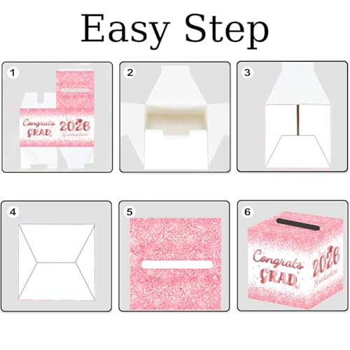 2026 Pink Graduation Card Box - Gift Card & Keepsake Holder